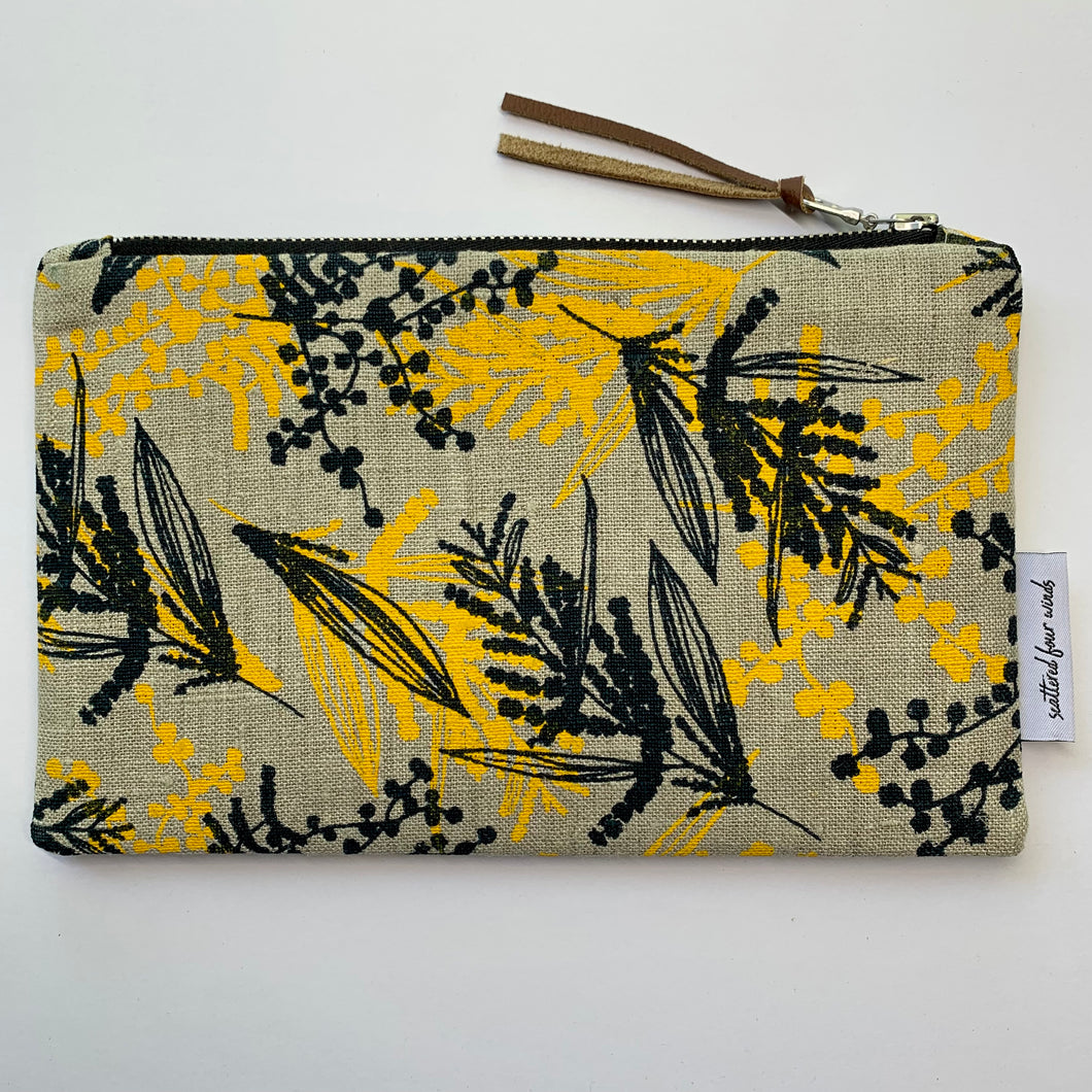 Small Clutch - Mixed Wattle in Navy and Gold