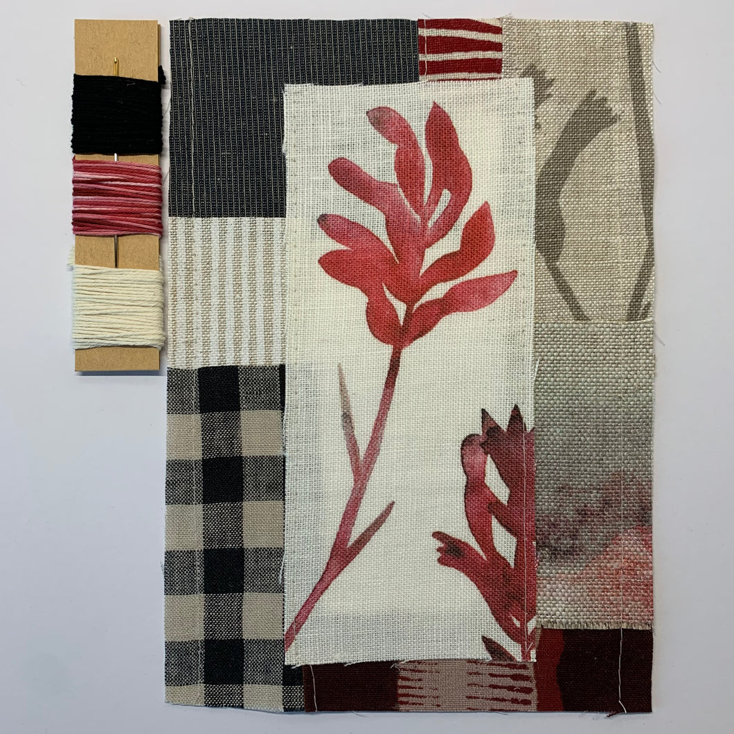 Slow Stitching Kit - Burgundy Kangaroo Paw I